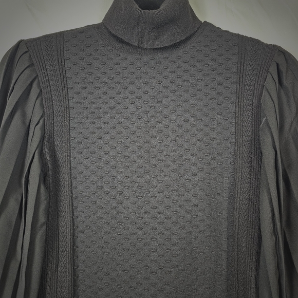 White House black market PLEATED Balloon Sleeve Black Turtle Neck Sweater - Picture 2 of 7